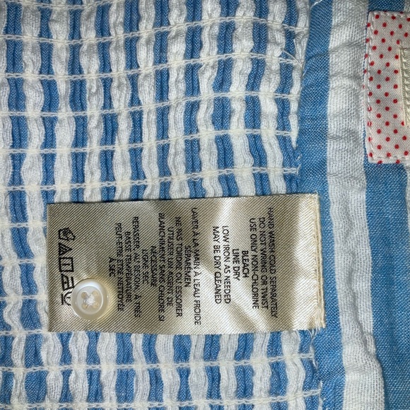 Anthropologie Blue and White Ruffled Bustier Crop Top - Picture 7 of 12